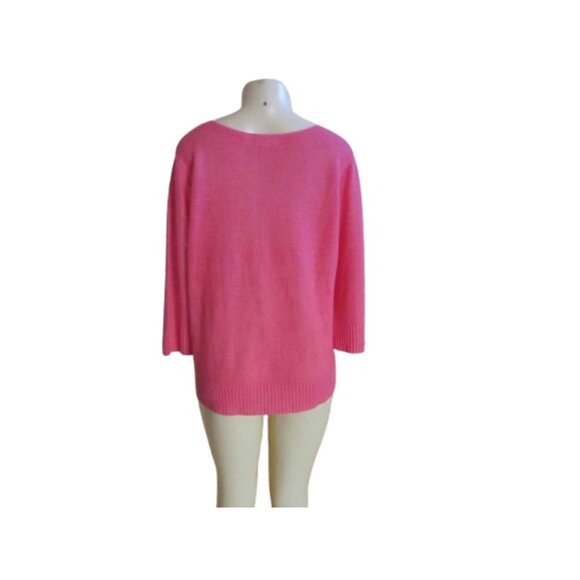 Eileen Fisher Pink 3/4" Sleeves Pullover Linen Sweater Size Large - Picture 4 of 5